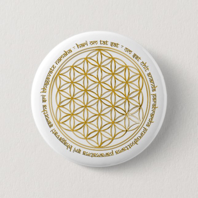 Moola mantra / Blume des Lebens Button (Vorderseite)