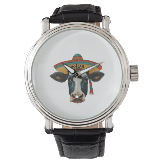 Moolah Makes Mirth Grafik tee Cow UFO eWatch Armbanduhr (Vorderseite)