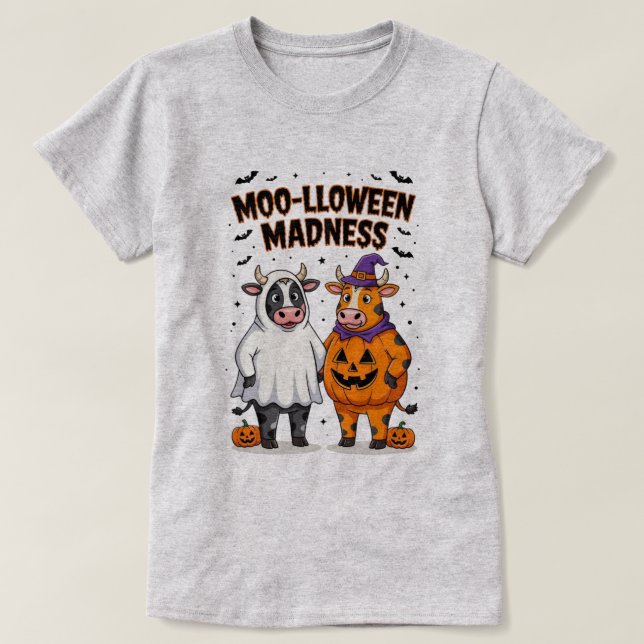 Moolloween Madness Funny Cow Halloween Tee (Design vorne)