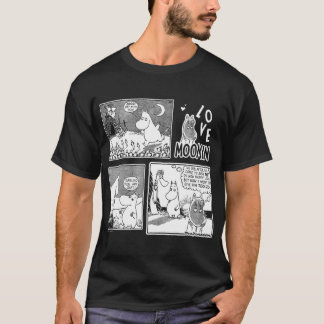 Moomin Pappa Flower Schwarze Umrandung T-Shirt