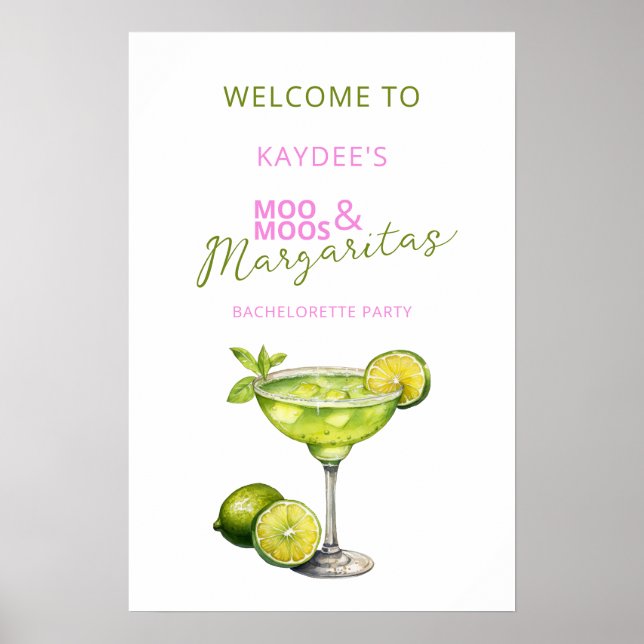 MooMoos & Margaritas Bachelorette Welcome Sign Poster (Vorne)