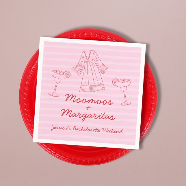 Moomoos & Margaritas Pink & Red Bachelorette Serviette (Moomoos & Margaritas Pink & Red Bachelorette Napkins)