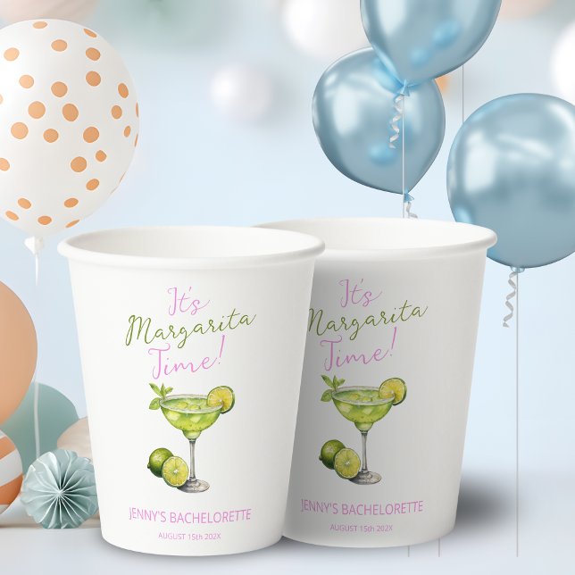 MooMoos und Margaritas Junggesellinnenabschied Wil Pappbecher (Margarita Time Paper Party Cups)