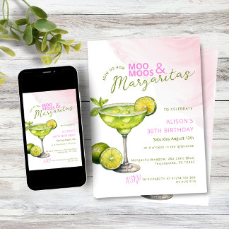 MooMoos und Margaritas Rosa Geburtstagsfeier Einladung