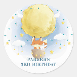 Moon Air Ballon Personalisiert Geburtstag Runder Aufkleber