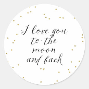 Moon and Back Gold Confetti Runder Aufkleber