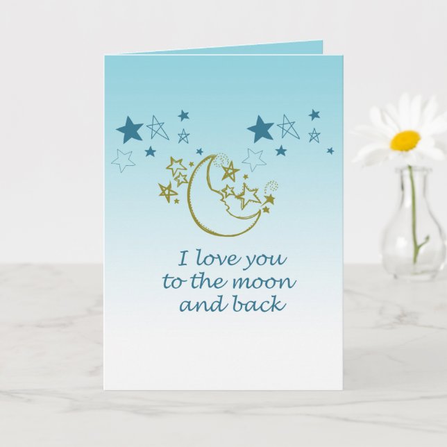 Moon and Back Stars Aqua Ombre Karte (Kleine Pflanze)