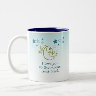 Moon and Back Stars Aqua Ombre Zweifarbige Tasse