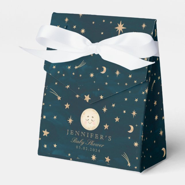 Moon and Gold Stars Moon Baby Dusche Geschenkschachtel (Vorderseite)