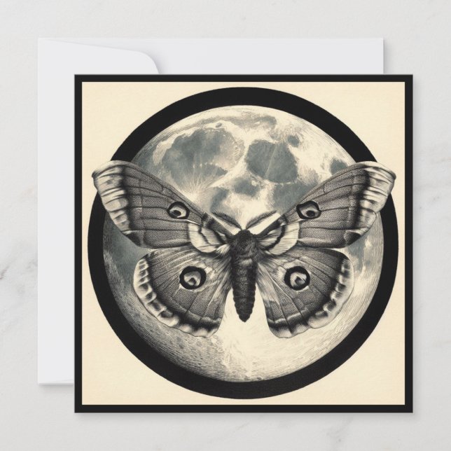 Moon and Moth Vintag Illustration Karte (Vorderseite)