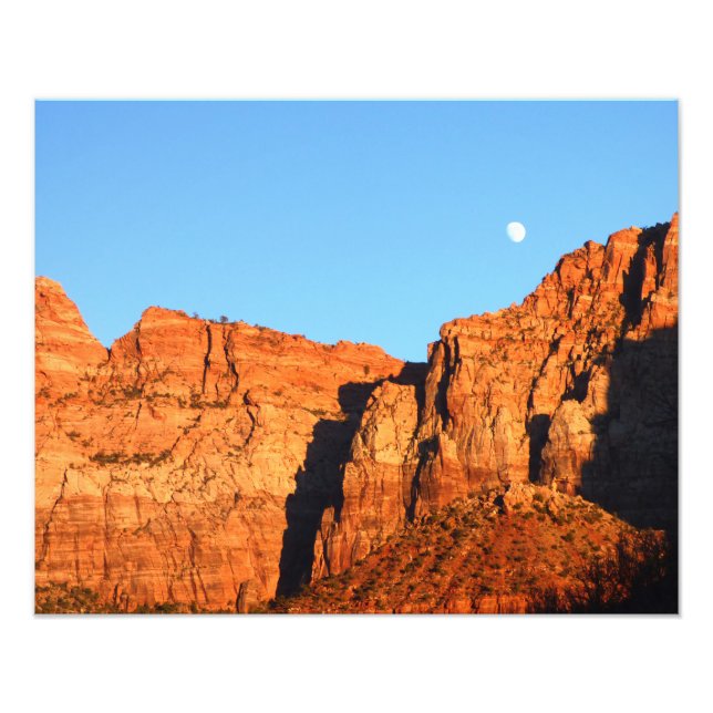 Moon and Red Rocks at Sunset Foto Print 20" x 16" (Vorne)