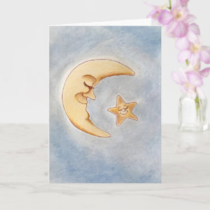 Moon and Star Grußkarte Karte
