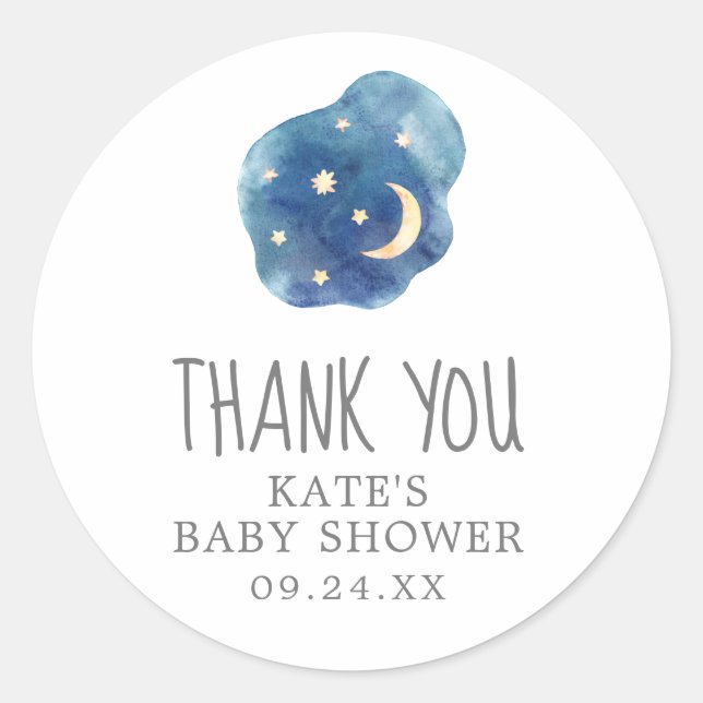Moon and Stars Baby Dusche Danke, dass du Sticker  (Vorderseite)