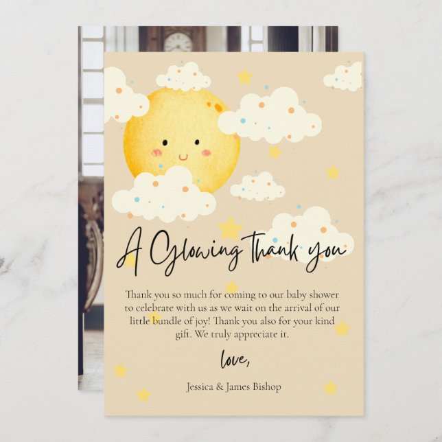 Moon and Stars Baby Dusche Foto Danke Karte (Vorne/Hinten)