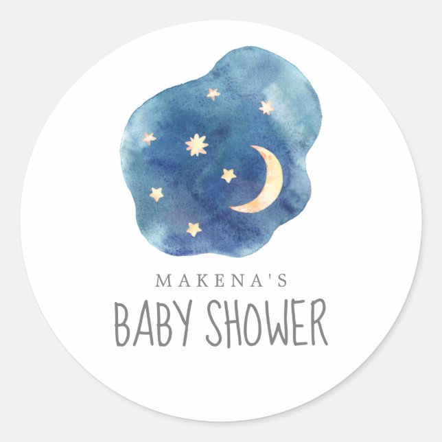 Moon and Stars Baby Dusche Umschlag Aufkleber (Vorderseite)