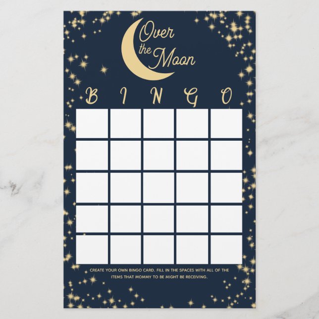 Moon and Stars Baby Shower Bingo Briefpapier (Vorderseite)