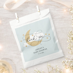Moon and Stars Blue Script Baby Dusche Danke, C Geschenktütchen