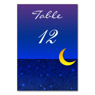 Moon and Stars Blue Sky Custom 2-seitige Table Car Tischnummer