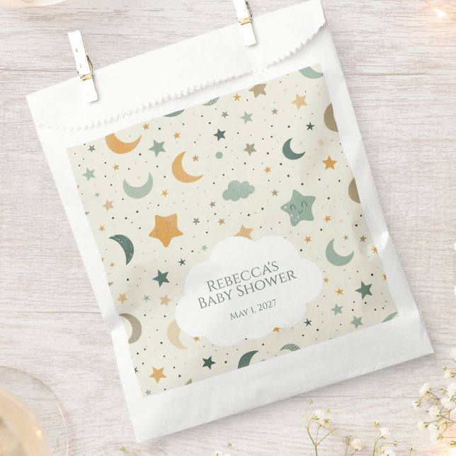 Moon and Stars Boho Baby Adoption Dusche Geschenktütchen (Boho moon and stars baby shower personalized baby shower guest favor bag)