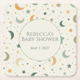 Moon and Stars Boho Baby Adoption Shower Rechteckiger Pappuntersetzer