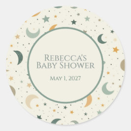 Moon and Stars Boho Baby Adoption Shower Runder Aufkleber
