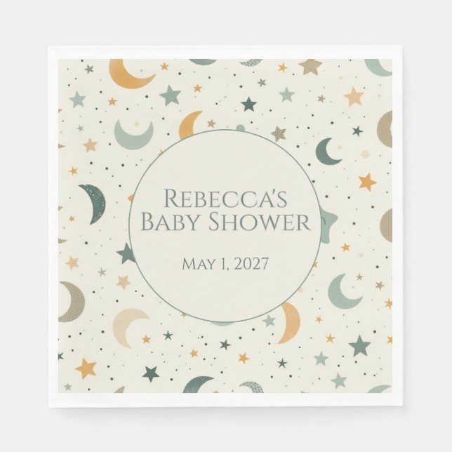 Moon and Stars Boho Baby Adoption Shower Serviette (Vorderseite)