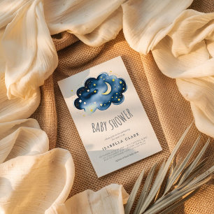 Moon and Stars Boy Baby Shower Einladung