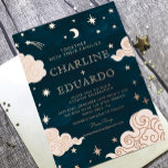 Moon and Stars Celestial Starsign Golden Wedding Folieneinladung<br><div class="desc">Celestial Starsign Galaxy Star Moon</div>