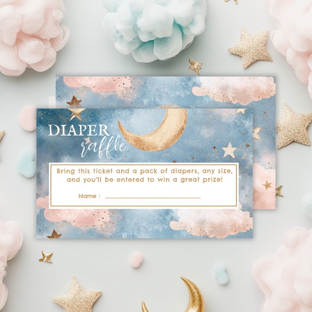 Moon and stars Diaper Raffle Baby Dusche Begleitkarte (Von Creator hochgeladen)