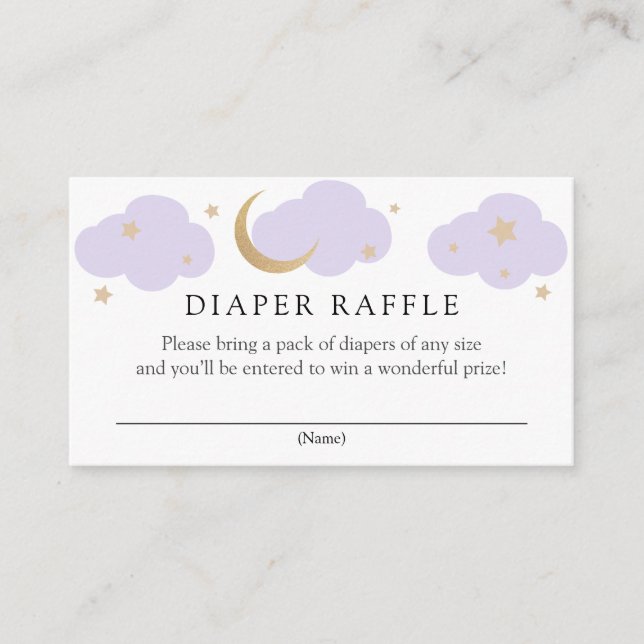 Moon and Stars Diaper Raffle insert card (Vorderseite)