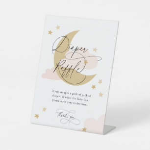 Moon and Stars Diaper Raffle Schild Pink Baby Dusc