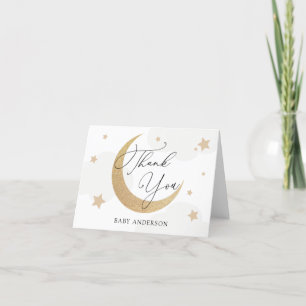 Moon and Stars Gray Clouds Kinderdusche Vielen Dan Dankeskarte