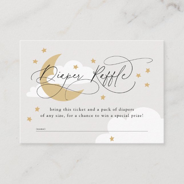 Moon and Stars Gray Diaper Raffle Baby Dusche Begleitkarte (Vorderseite)
