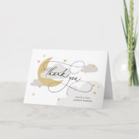 Moon and Stars Gray Script Baby Dusche