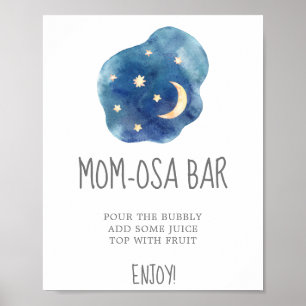 Moon and Stars Kinderdusche Mama-osa-Bar Zeichen Poster