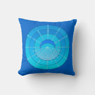 Moon and Stars Mandala - Blue and Aqua Kissen