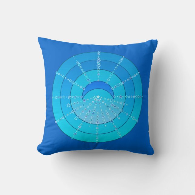 Moon and Stars Mandala - Blue and Aqua Kissen (Vorderseite)
