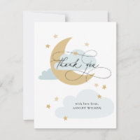 Moon and Stars Matte Blue Script Baby Dusche