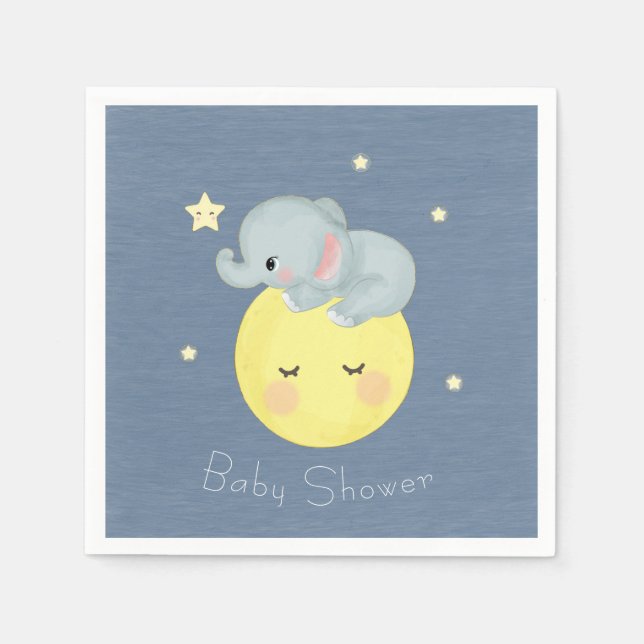 Moon and Stars Niedlich Elephant Baby Boy Dusche Serviette (Vorderseite)