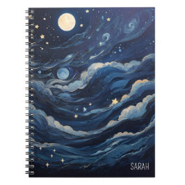 Moon and Stars Night Journal Spiral Foto Notebook Notizblock