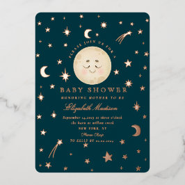 Moon and Stars Night Niedlich Baby Dusche Folieneinladung
