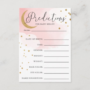 Moon and Stars Pink Baby Showcard Begleitkarte