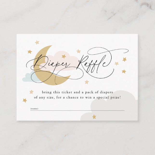 Moon and Stars Pink Blue Diaper Raffle Baby Dusche Begleitkarte (Vorderseite)