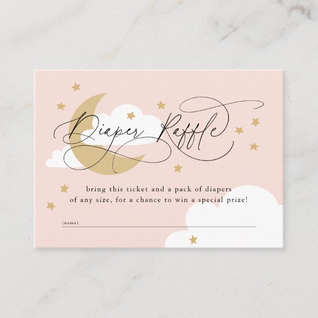 Moon and Stars Pink Diaper Raffle Baby Dusche Begleitkarte (Vorderseite)