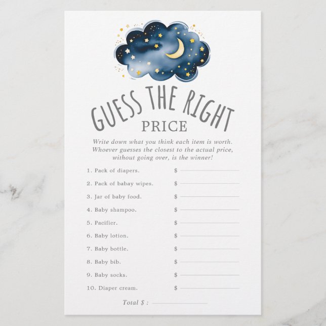 Moon and Stars Raten Sie das richtige Preisspiel Flyer (Vorne)