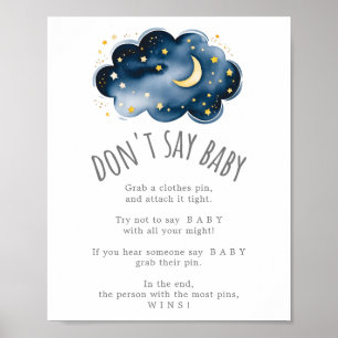 Moon and Stars Say Baby Game Sign Poster