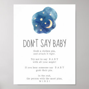 Moon and Stars Say Baby Game Sign Poster