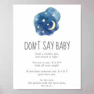 Moon and Stars Say Baby Game Sign Poster