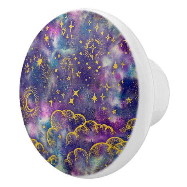 "Moon and Stars"-Schubladen (Gold-Etc) Keramikknauf (Rechts)