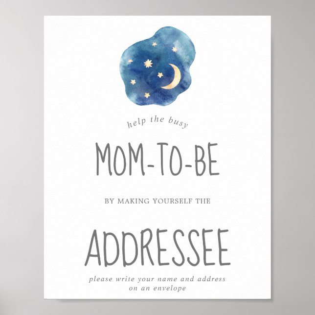 Moon and Stars Shower Address a Envelope Sign Poster (Vorne)